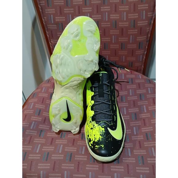 New Size 11 Nike Alpha Huarache Elite 4 Low MCS Baseball Black/Lime FV6096-001 - Picture 6 of 9